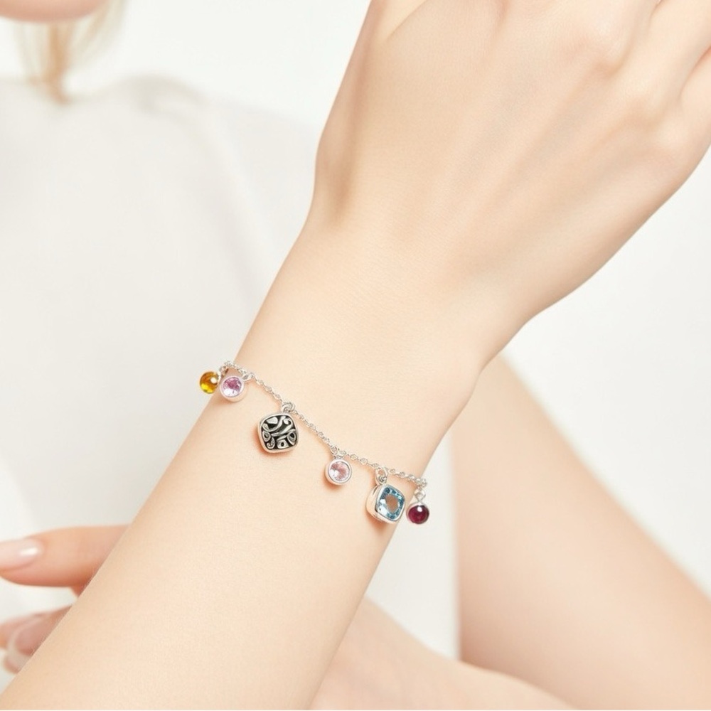 NWT Brighton Elora Gems Multi-Color Gemstone Charm Bracelet Silver-Tone
Adjust